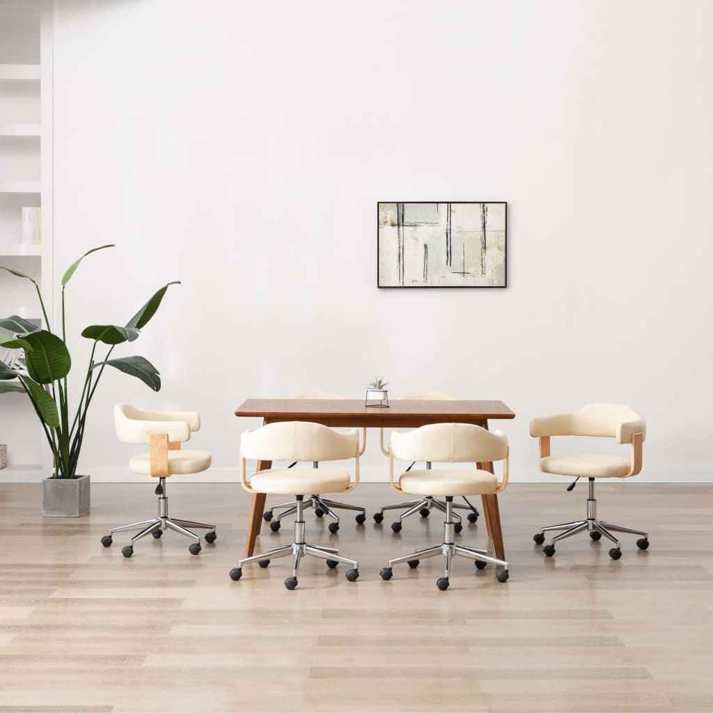 vidaXL Cadeira jantar giratória madeira curvada/couro artificial preto