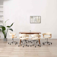 vidaXL Cadeira jantar giratória madeira curvada/couro artificial preto