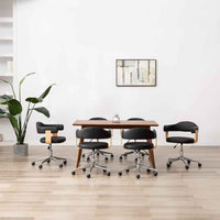 vidaXL Cadeira jantar giratória madeira curvada/couro artificial preto