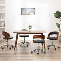 vidaXL Cadeira jantar giratória madeira curvada/couro artificial preto