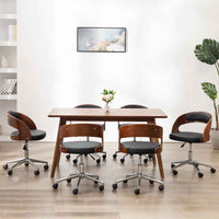 vidaXL Cadeira jantar giratória madeira curvada/couro artificial preto