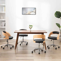 vidaXL Cadeira jantar giratória madeira curvada/couro artificial preto