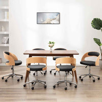 vidaXL Cadeira jantar giratória madeira curvada/couro artificial preto