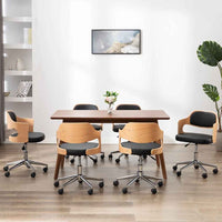 vidaXL Cadeira jantar giratória madeira curvada/couro artificial preto