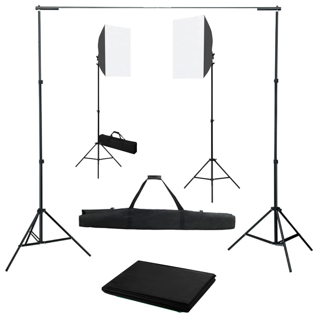 vidaXL Kit de estúdio fotográfico com softbox de iluminação e fundo