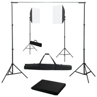vidaXL Kit de estúdio fotográfico com softbox de iluminação e fundo