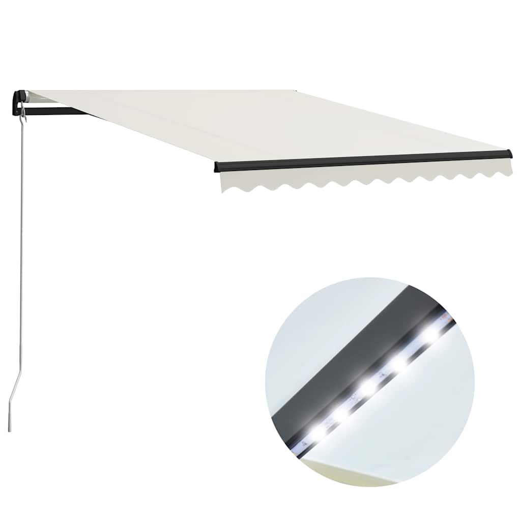 vidaXL Toldo retrátil manual c/ LED 300x250 cm antracite