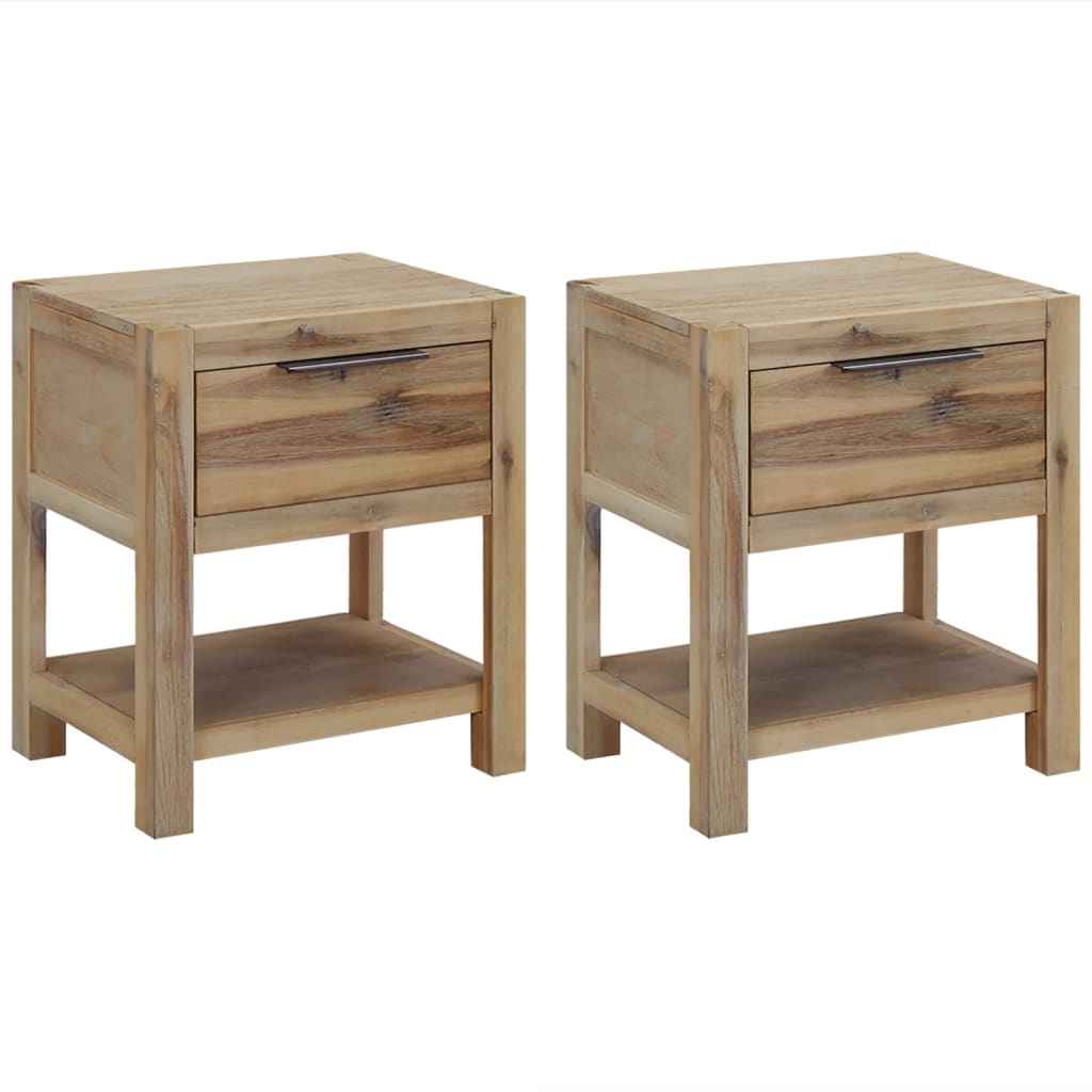 vidaXL Mesa de cabeceira c/ gaveta 40x30x48 cm madeira acácia maciça