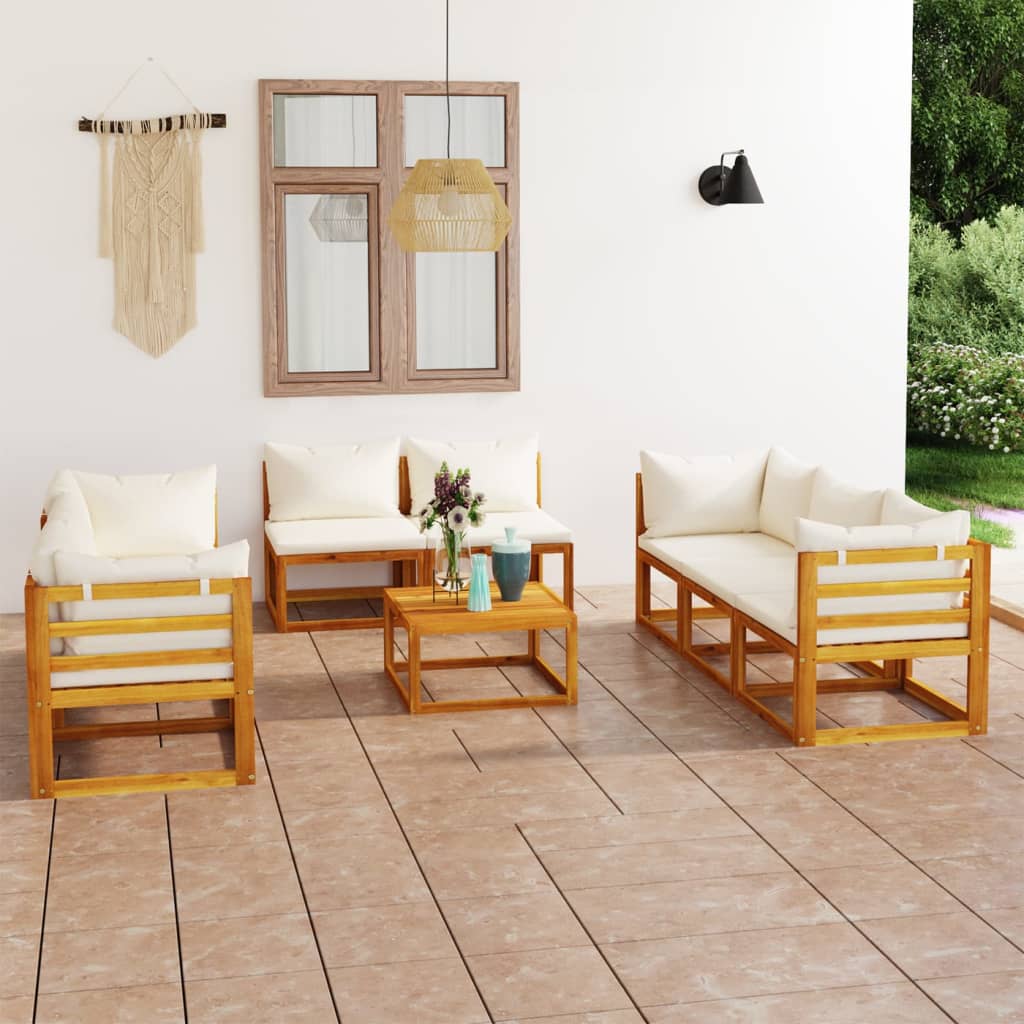 vidaXL 4 pcs conjunto lounge de jardim c/ almofadões acácia maciça