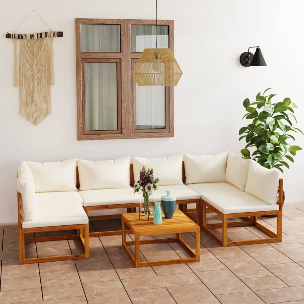vidaXL 4 pcs conjunto lounge de jardim c/ almofadões acácia maciça