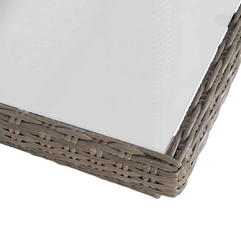 vidaXL 9 pcs conjunto de jantar para jardim vime PE castanho