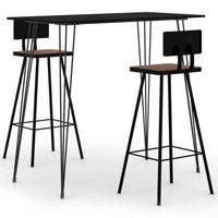 vidaXL 3 pcs conjunto de bar preto