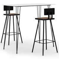 vidaXL 3 pcs conjunto de bar preto