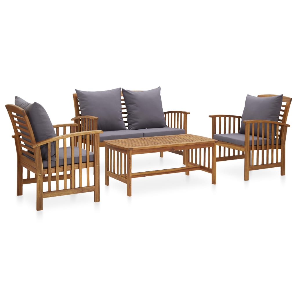 vidaXL 4 pcs conjunto lounge de jardim madeira de acácia maciça