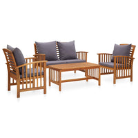 vidaXL 4 pcs conjunto lounge de jardim madeira de acácia maciça