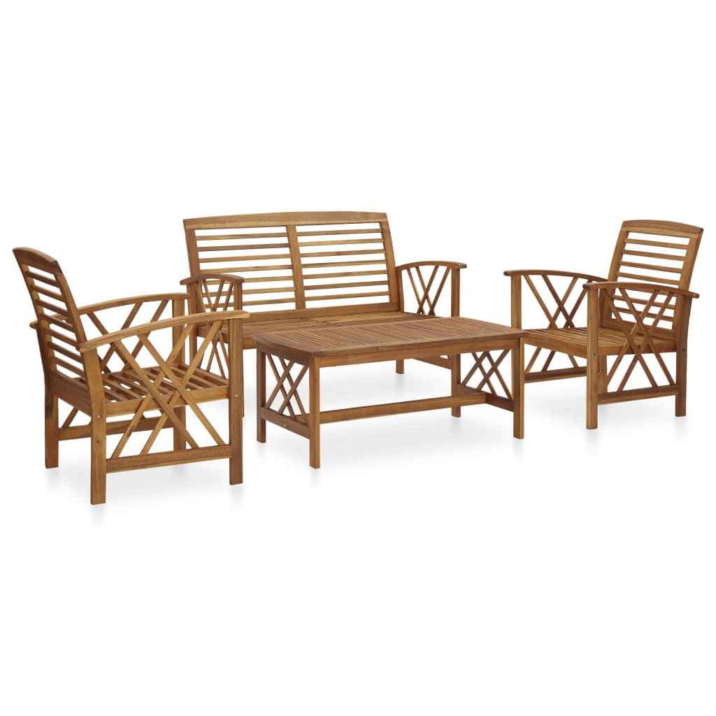 vidaXL 4 pcs conjunto lounge de jardim madeira de acácia maciça