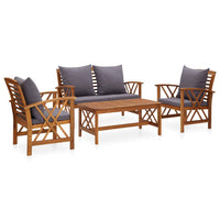 vidaXL 4 pcs conjunto lounge de jardim madeira de acácia maciça