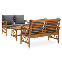 vidaXL 4 pcs conjunto lounge de jardim madeira de acácia maciça
