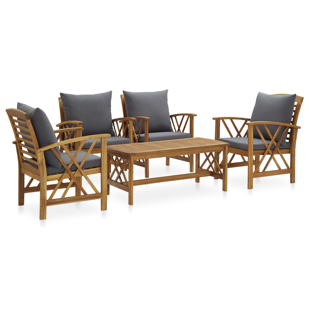 vidaXL 4 pcs conjunto lounge de jardim madeira de acácia maciça