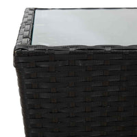 vidaXL 3 pcs conjunto bistrô vime PE e vidro temperado preto