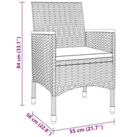 vidaXL 7 pcs conjunto jantar p/ jardim vime PE e vidro temperado cinza