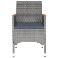 vidaXL 7 pcs conjunto de jantar p/ jardim vime PE cinzento