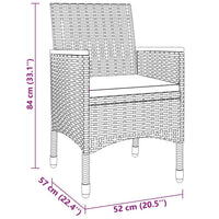 vidaXL 7 pcs conjunto de jantar p/ jardim vime PE cinzento