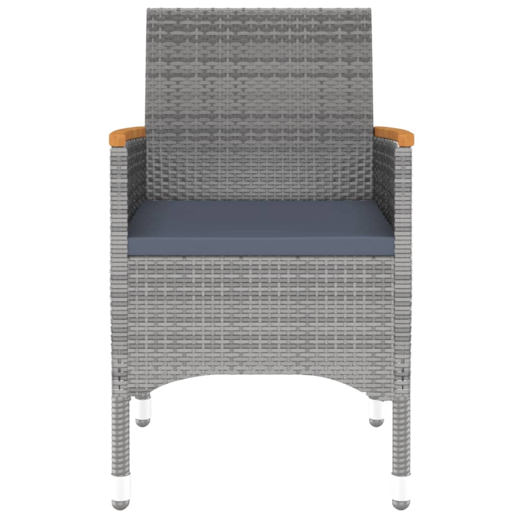 vidaXL 7 pcs conjunto de jantar p/ jardim vime PE cinzento