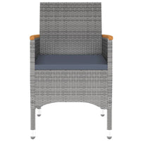 vidaXL 7 pcs conjunto de jantar p/ jardim vime PE cinzento