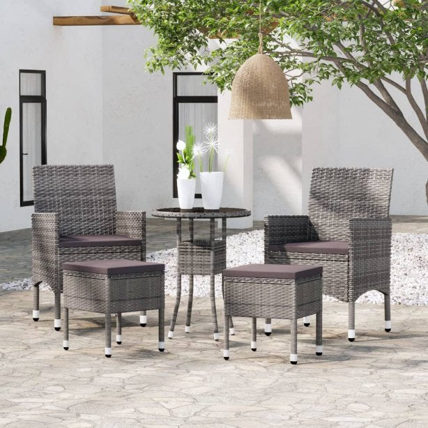 vidaXL 5 pcs conjunto lounge de jardim vime PE preto