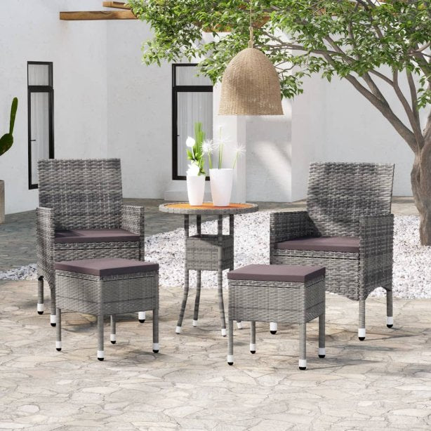 vidaXL 5 pcs conjunto lounge de jardim vime PE preto