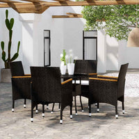 vidaXL 5 pcs conjunto de jantar para jardim vime PE preto