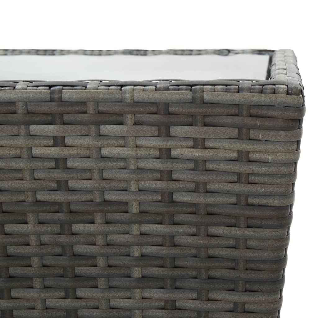 vidaXL 3 pcs conjunto de bistrô para jardim vime PE e vidro cinzento