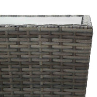 vidaXL 3 pcs conjunto de bistrô para jardim vime PE e vidro cinzento