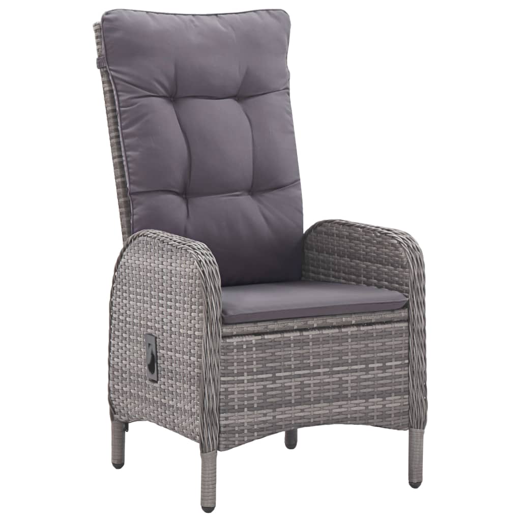 vidaXL 3 pcs conjunto de bistrô para jardim vime PE e vidro cinzento