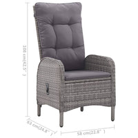 vidaXL 3 pcs conjunto bistrô para jardim vime PE e vidro cinzento