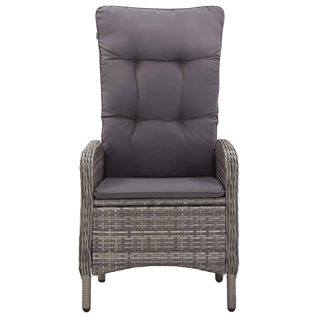 vidaXL 11 pcs conjunto de jantar para jardim vime PE cinzento