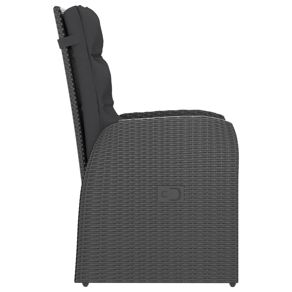 vidaXL 5 pcs conjunto jantar exterior com almofadões vime PE preto