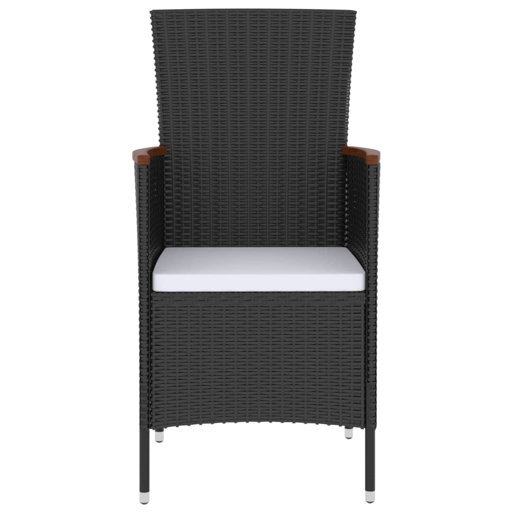 vidaXL 5 pcs conjunto jantar exterior com almofadões vime PE preto