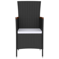 vidaXL 5 pcs conjunto jantar exterior com almofadões vime PE preto