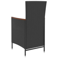 vidaXL 5 pcs conjunto jantar exterior com almofadões vime PE preto