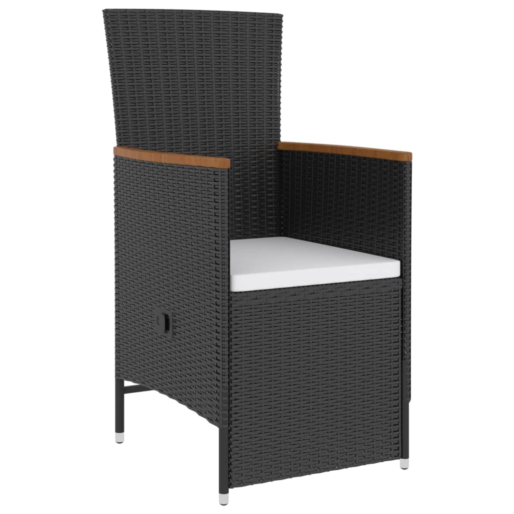 vidaXL 5 pcs conjunto jantar exterior com almofadões vime PE preto