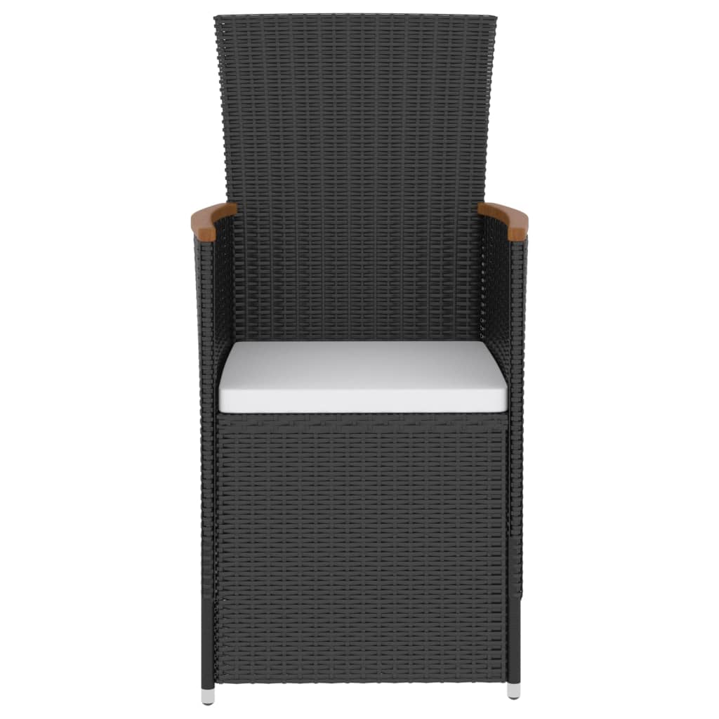 vidaXL 5 pcs conjunto jantar exterior com almofadões vime PE preto