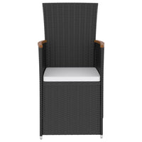 vidaXL 5 pcs conjunto jantar exterior com almofadões vime PE preto