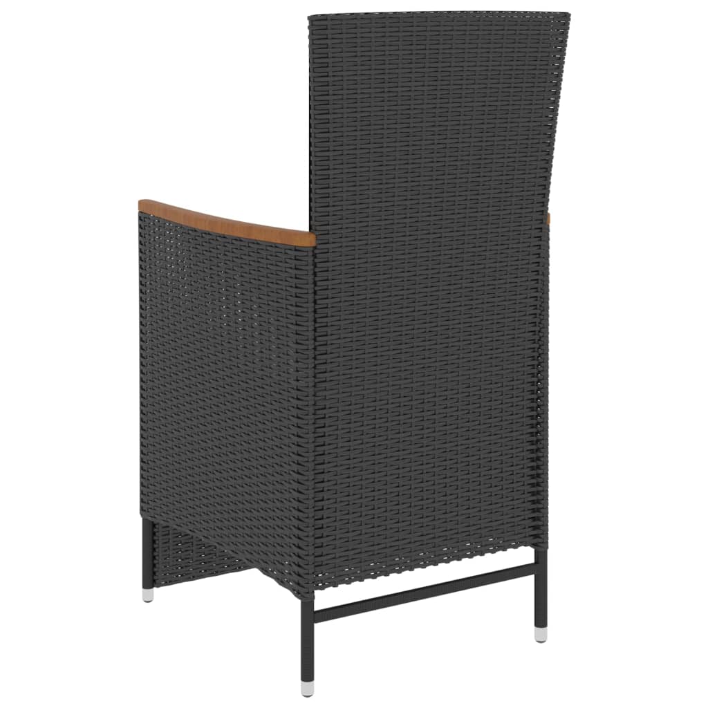 vidaXL 5 pcs conjunto jantar exterior com almofadões vime PE preto