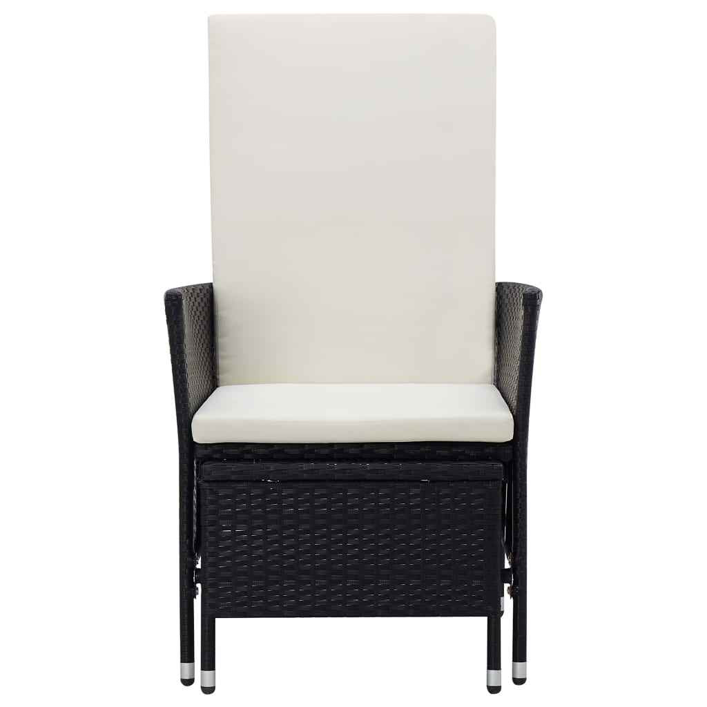 vidaXL 3 pcs conjunto lounge para jardim c/ almofadões vime PE preto