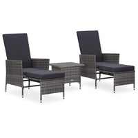 vidaXL 3 pcs conjunto lounge para jardim c/ almofadões vime PE preto