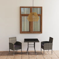 vidaXL 3 pcs conjunto de jantar para jardim vime PE preto