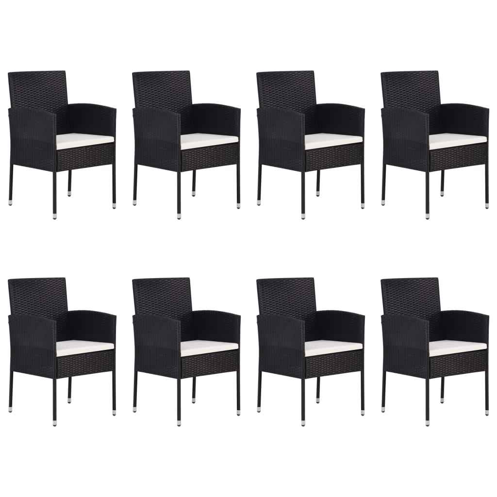 vidaXL 9 pcs conjunto de jantar para jardim vime PE preto