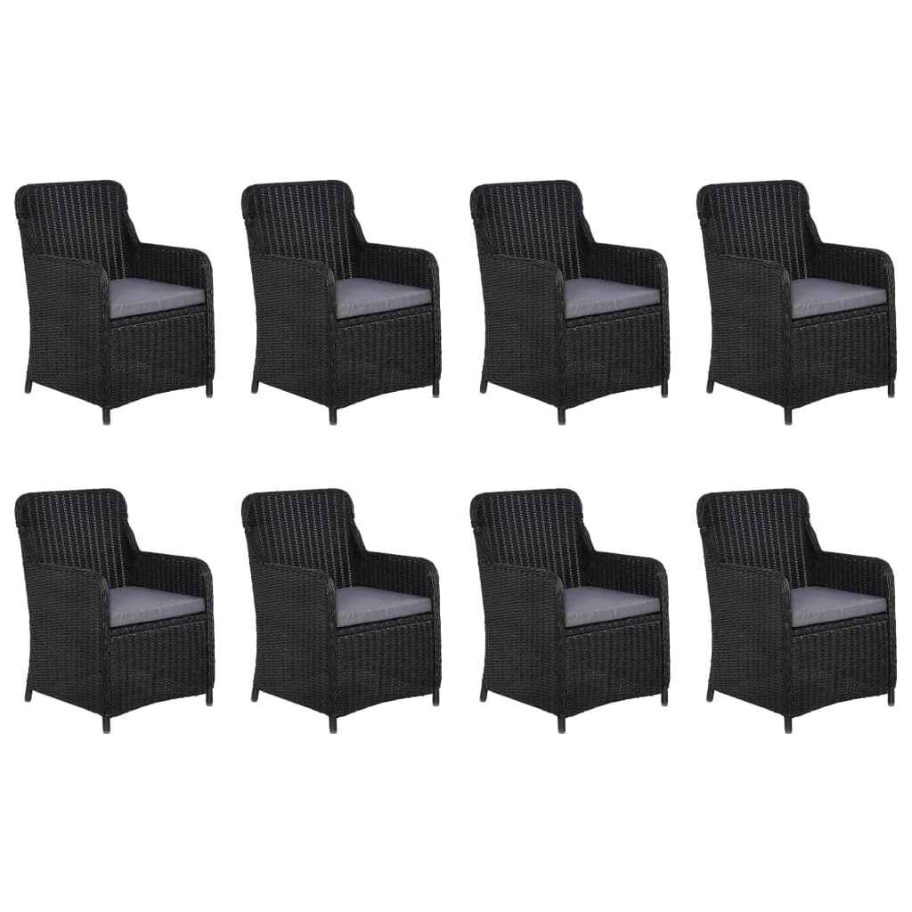 vidaXL 11 pcs conjunto de jantar para jardim vime PE preto